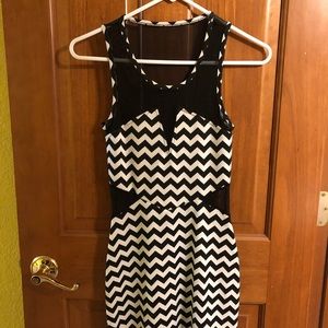 Black and white dress with mesh detail